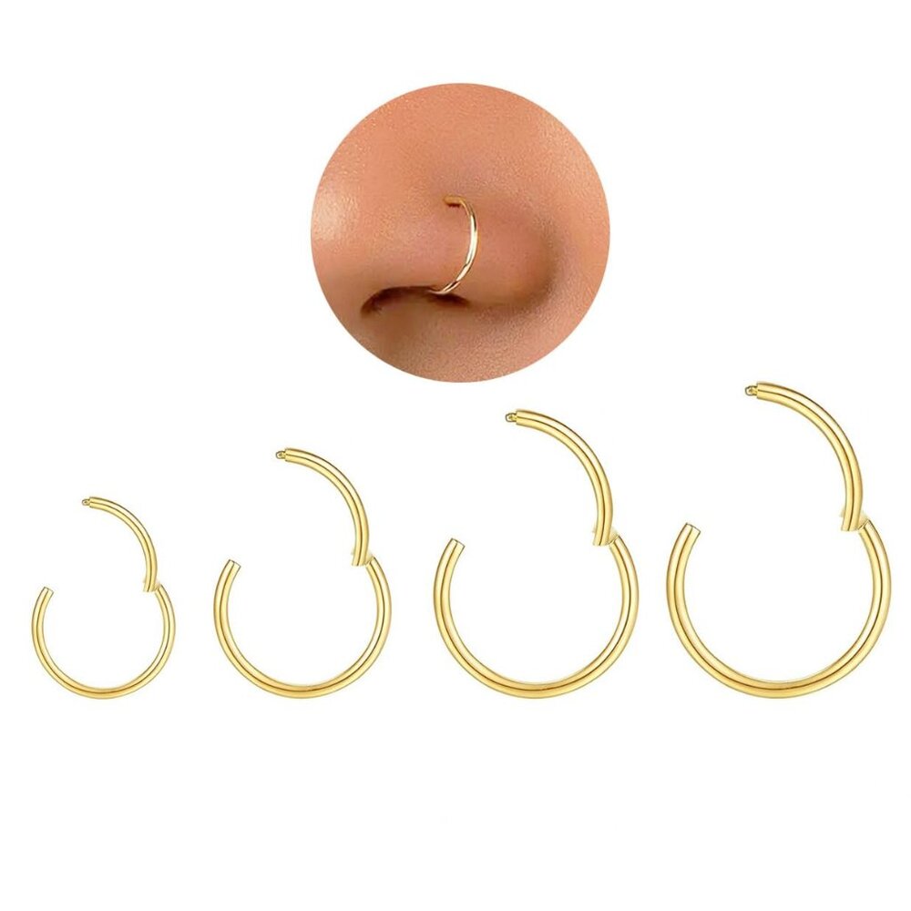 Hypoallergenic Nose Rings Set 8Pcs 18G Surgical Steel Hinged Clicker